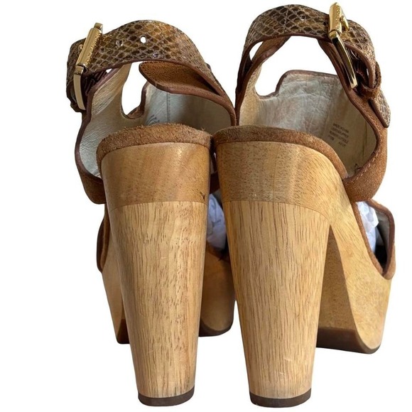 2000\'S VTG. SKY HIGH SUEDE STUDDED CHARM MK‎ PLATFORM SANDALS HEELS 7 1/2.